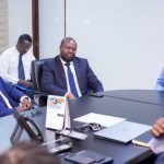 Board chair, Mr Kwame Pianim (far right) introducing the new MD to management of Bayport