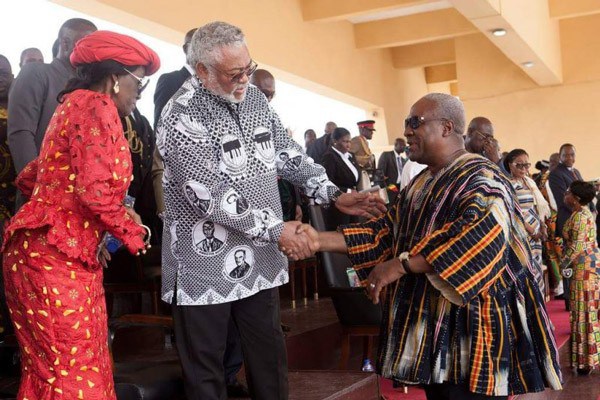 Rawlings and Mahama at a public event
