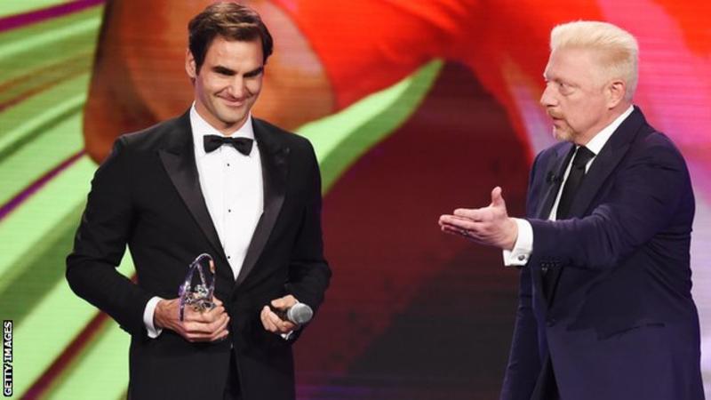Roger Federer's Comeback of the Year award was presented by Boris Becker in Monaco