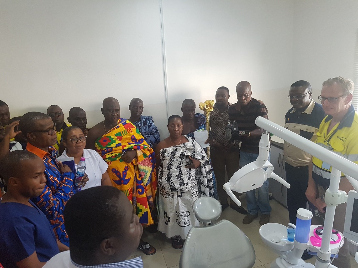 An inspection of the ultra-modern dental chair that was donated
