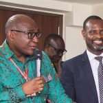 The Chairman of the AGI’s construction sector, Rockson Dogbega with the mic