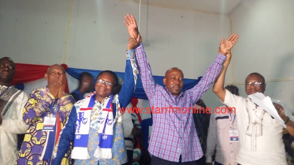 Volta region npp chairman Kofi Woanyah (Hands raised)