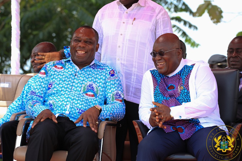President Akufo-Addo with the Minister for Education, Dr Matthew Opoku Prempeh (L)