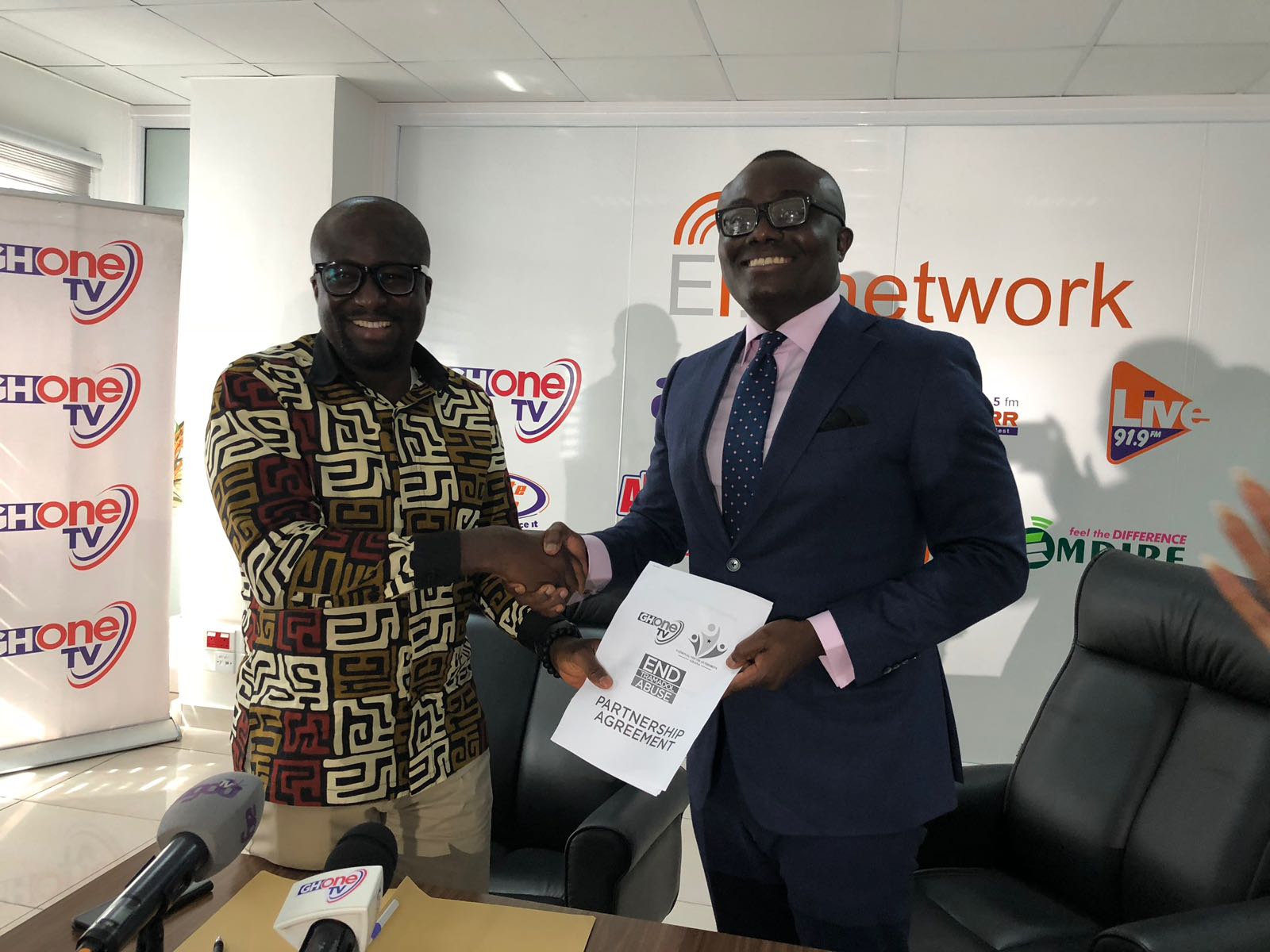 Bola Ray and NYA boss Asigri after signing the MoU