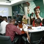 Emirates country manager Cathy Wesley interacting with the media