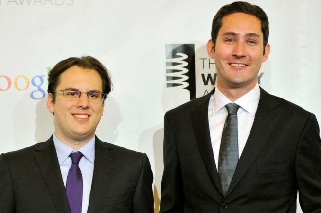 Kevin Systrom (R) and Mike Krieger continued to run Instagram after it was acquired by Facebook in 2012