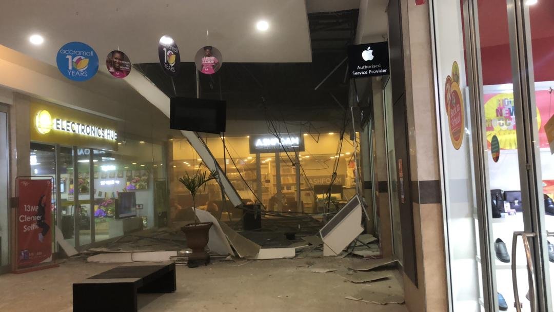 The caved roof at the GAME shop | Source: Josephine Asabea Akonor