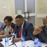 From right: Mr. Willem Gaeiemann, Leader of Delegation; HE Charles Josob, High Commissioner of Namibia to Ghana; HE Elizabeth Salamatu Forgor, High Commissioner of Ghana to Namibia and an official