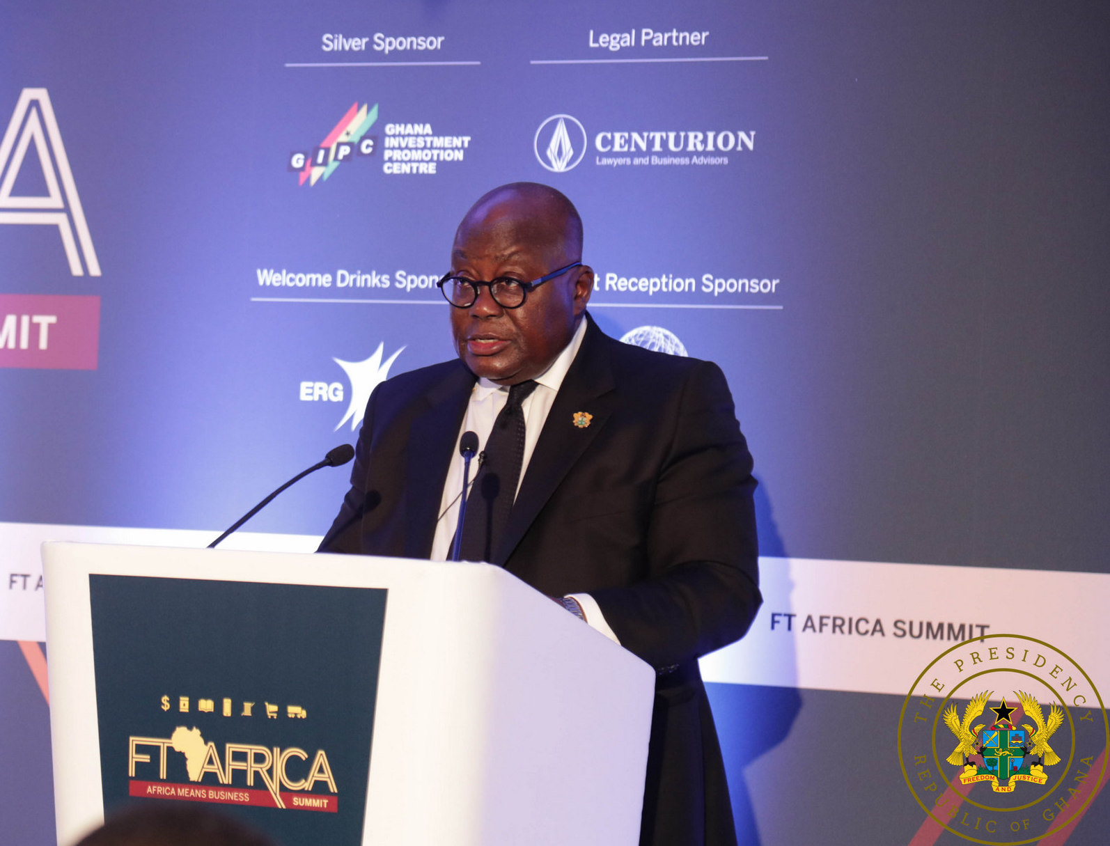 President Akufo-Addo speaking at the Financial Times Africa Summit