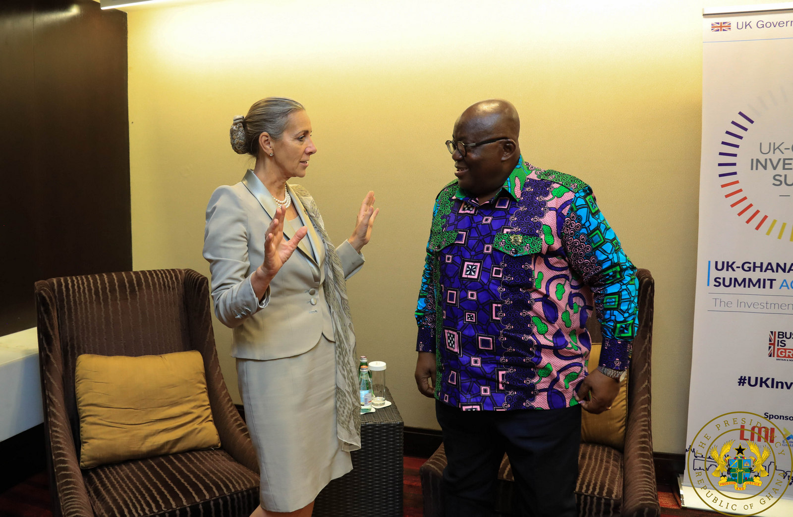 President Akufo-Addo with the UK Minister of State for Africa Harriet Baldwin