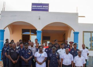 Officials of the Police Service and Ghana Post after the training