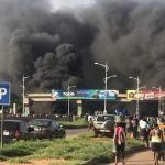 Car tyres were burnt on the highway as a sign of anger to draw government's attention to the carnage