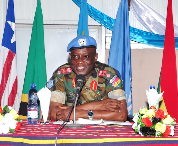 The Ghana Contingent Commander and Commander Western Sector, Brigadier General Emmanuel Kotia delivering his address