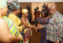 Akufo-Addo welcoming the Queen Mothers to the Jubilee House