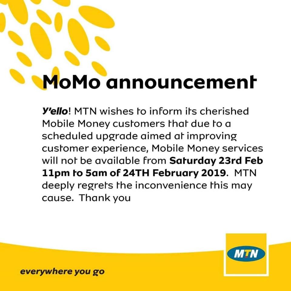 MTN MoMo to go down Saturday night for upgrade