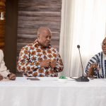 Mahama (M), Asiedu Nketia and Ofosu Ampofo addressing the diplomats