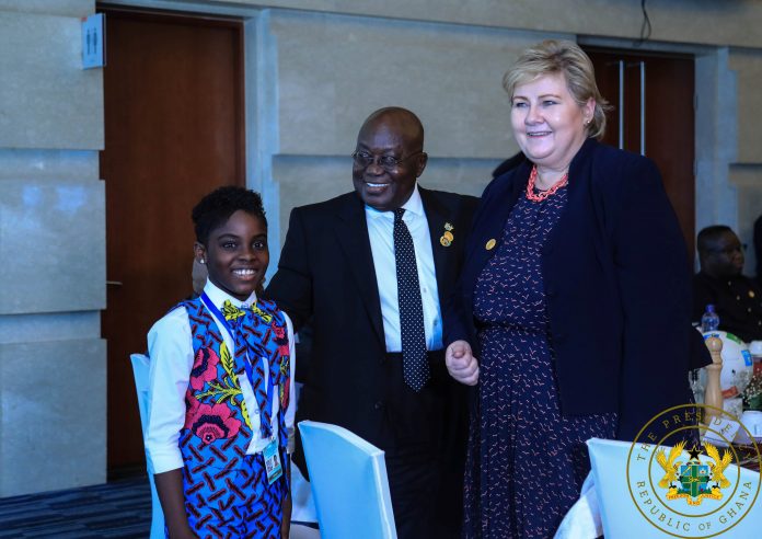 President Akufo-Addo with Prime Minister Erna Solberg of Norway, and DJ Switch