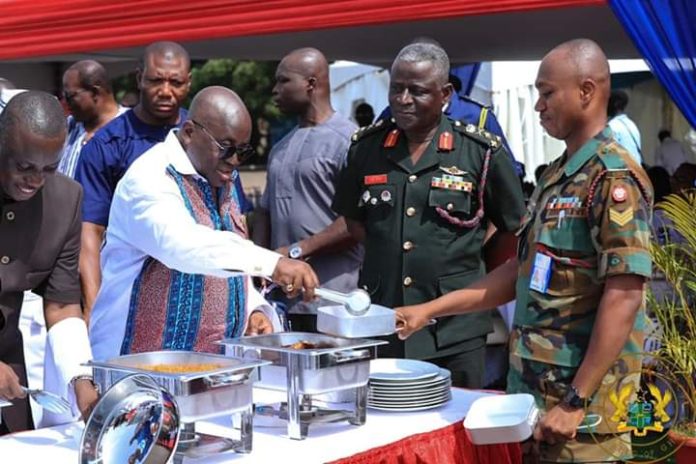 President Akufo-Addo serving some army personnel after the event