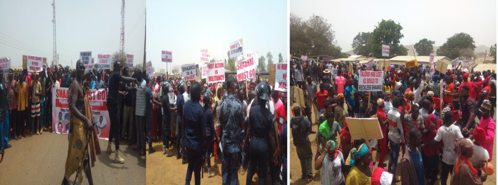 Placards scream “war” as anti-Shaanxi demo rocks Talensi