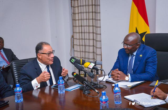 Dr Hafez Ghanem interacting with Dr. Bawumia