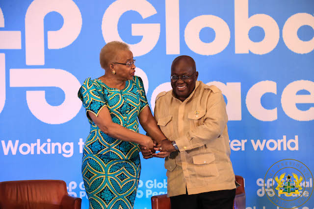 President Akufo-Addo with Graca Machel, chairperson of Global Peace