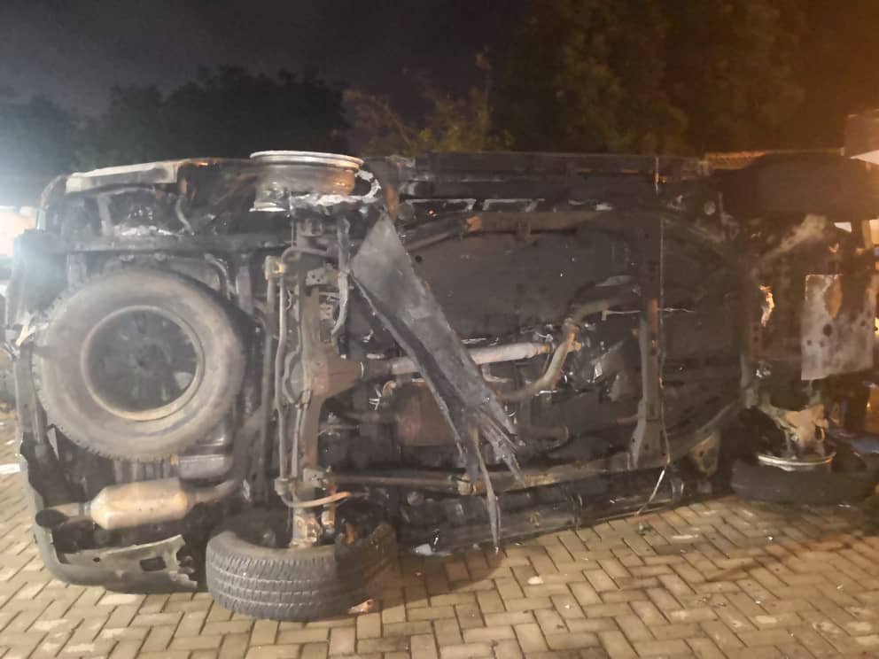 Video: Parked vehicle of Accra Mayor catches fire