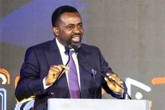 Bank of Ghana Governor Dr. Johnson Asiama speaking at Graphic Business/Stanbic Breakfast Meeting