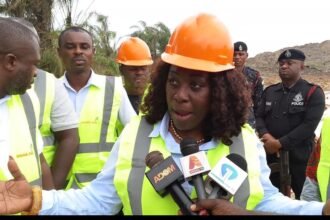 Ghana Gas CEO Judith Adjobah Blay inspects pipeline area threatened by illegal mining